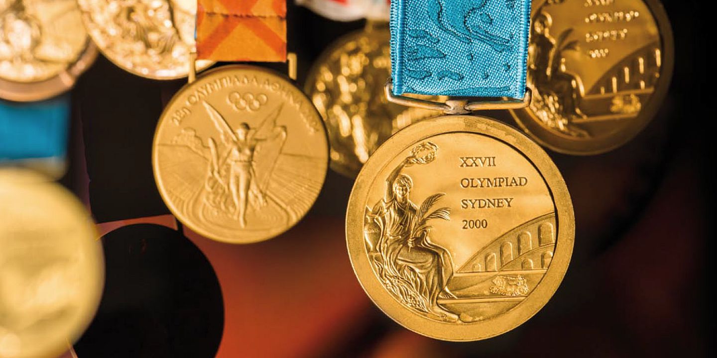 A collection of the Olympic medals in the Museum of Sports and Tourism in Warsaw