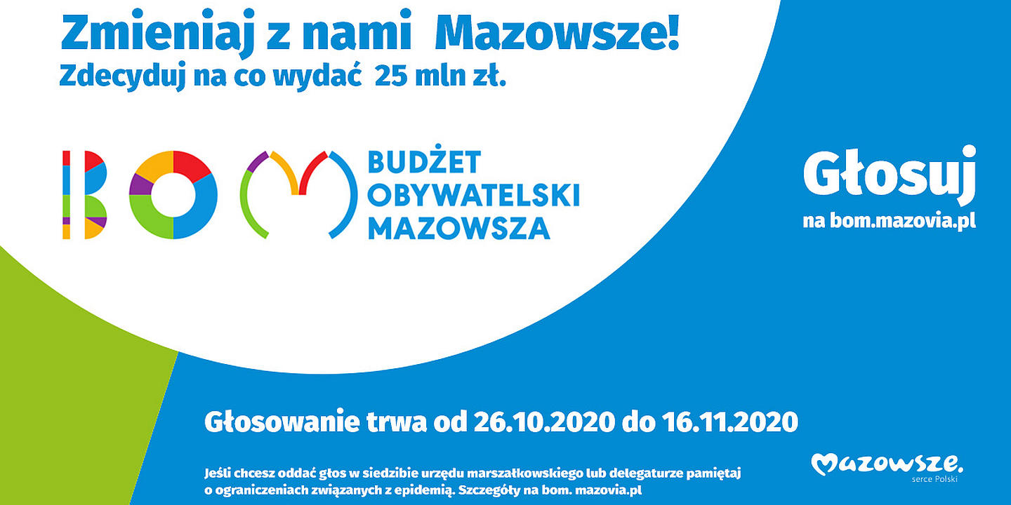Głosuj na budżet obywatelski Mazowsza do 16.11.2020 r.